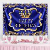 Blau Und Gold königlich Krone Geburtstag Hintergrund Design